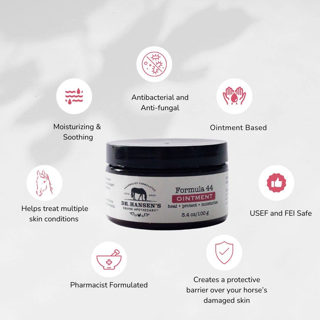 Dr. Hansen ointment for horses. Treat wounds, bug bites, fungal, and other skin conditions. 