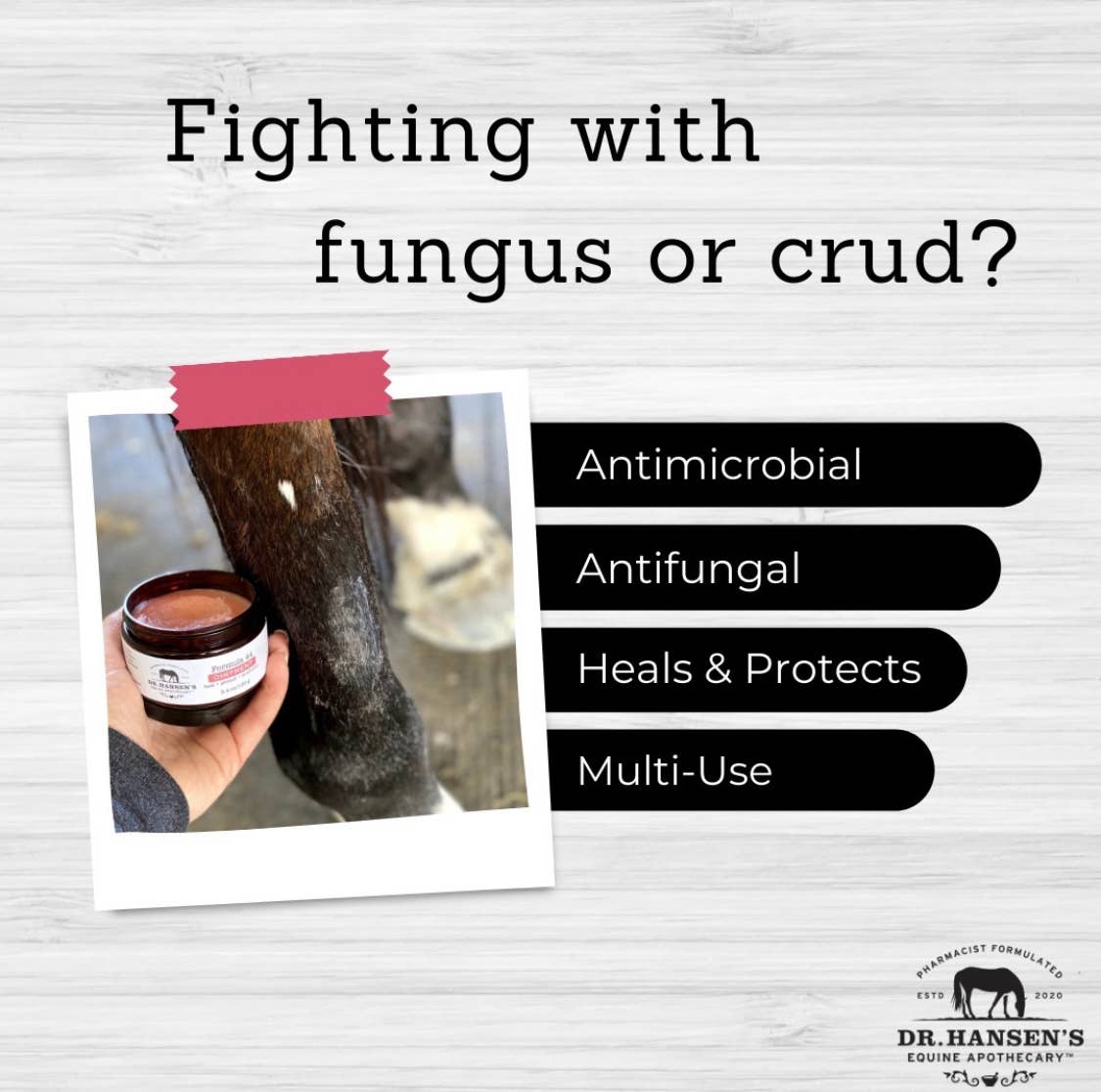 Heal and protect your horses fungus and crud. Formula 44 Ointment by Dr. Hansen&#39;s at Roxy and Bumble. 