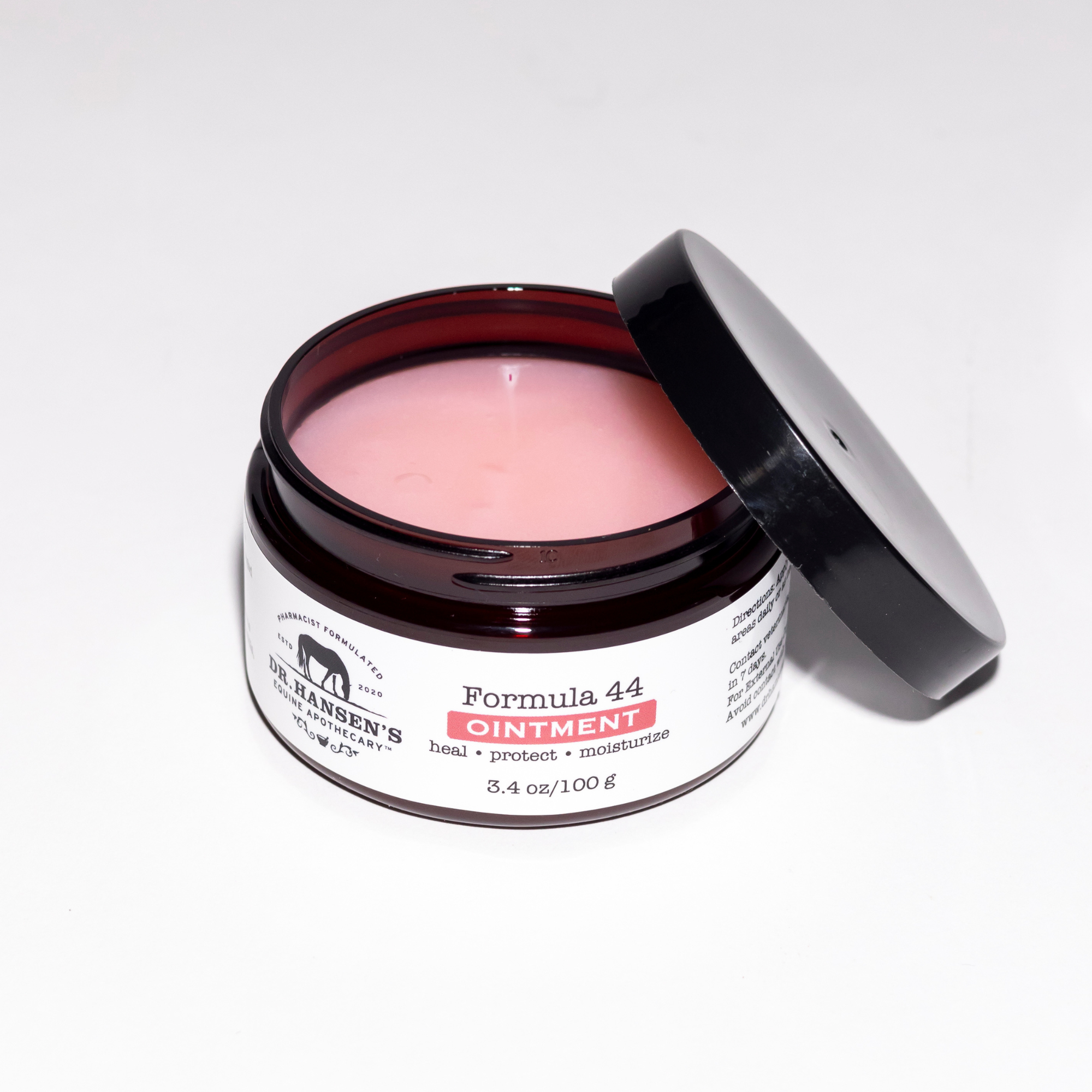 Dr. Hansen's Formula 44 ointment for your horses skin. Heal protect and moisturize. Now at Roxy and Bumble.